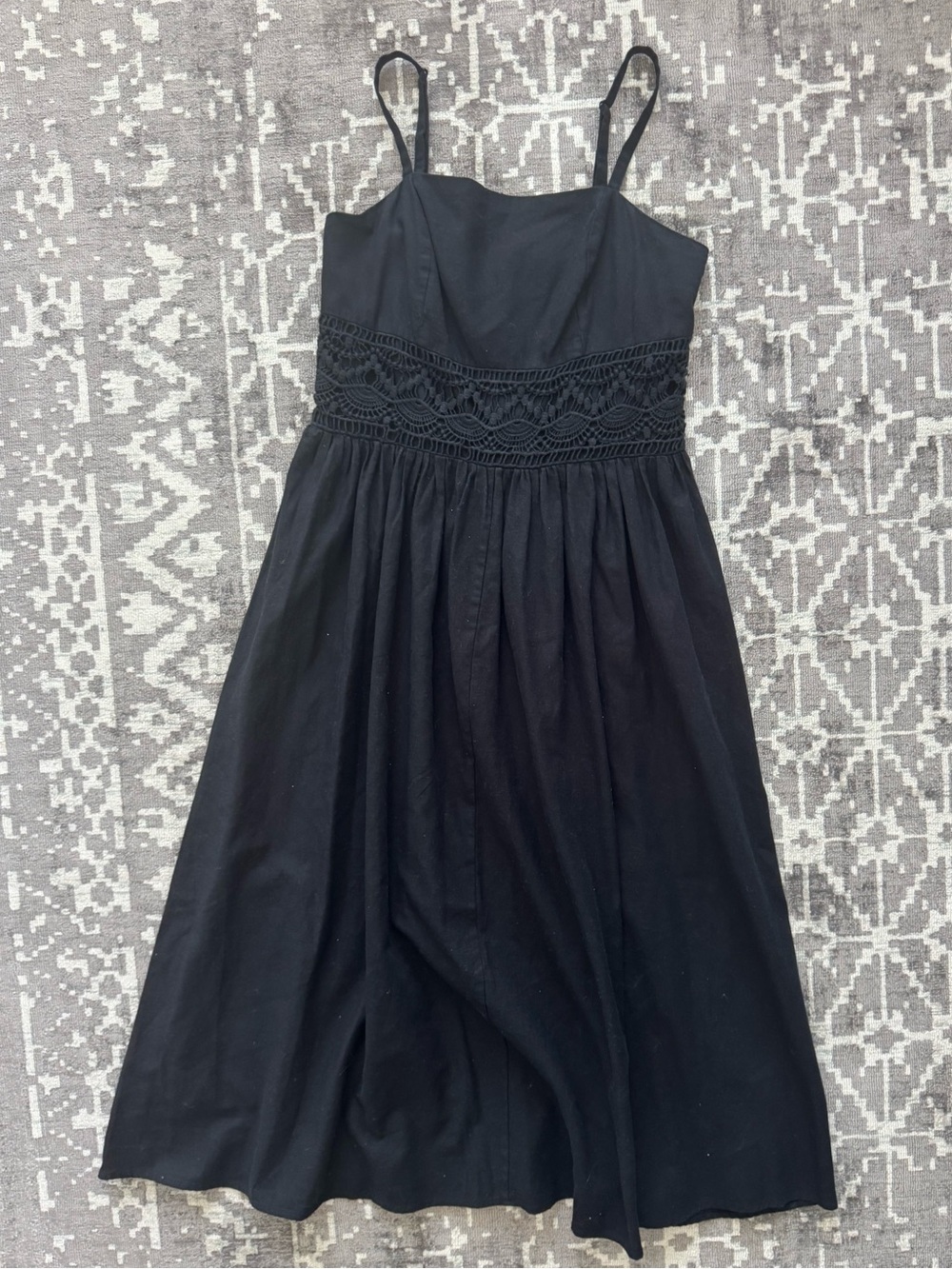 INC International Concepts Black Midi Dress with Crocheted Waist - Picture 6 of 16